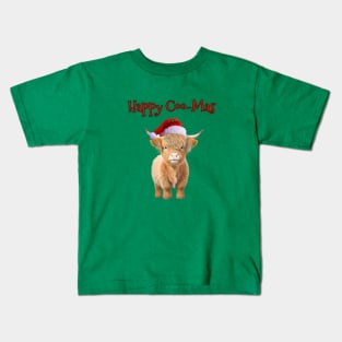 Happy Coo-Mas Highland Cow Kids T-Shirt